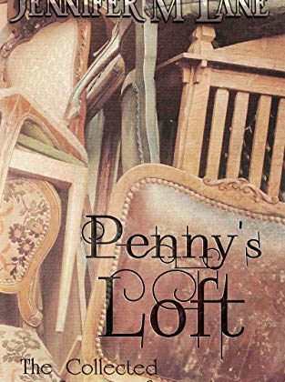 Penny's Loft by Jennifer M. Lane cover is a stack of old chairs like you'd find in a thrift store.