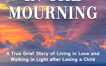 Joy Comes in the Mourning by Jessica Allen. A true grief story of living in love and walking in light after losing a child. Orange sun rays burst through clouds in the sky.
