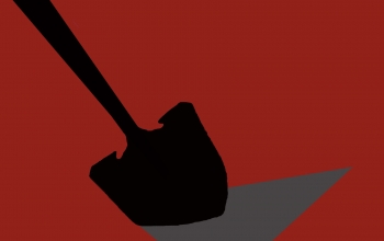 Suburban Tales by Tom Connelly cover. A silhouette of a shovel going into a stylized hole over a maroon field.